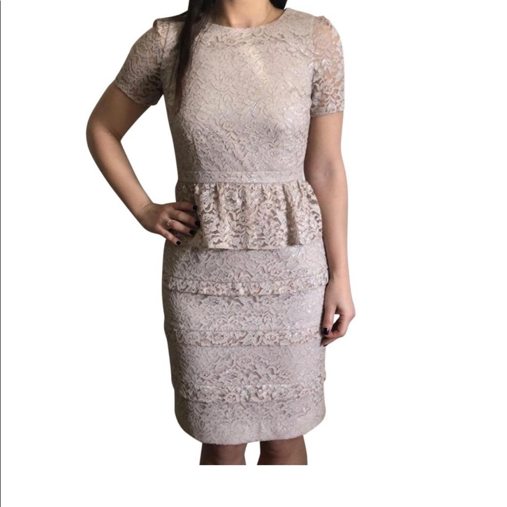 Coast Lace Tan midi dress